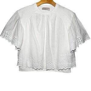 Alberta Ferretti Junior Girl’s Size 12 White Cotton Eyelet 2 Layer Sweatshirt